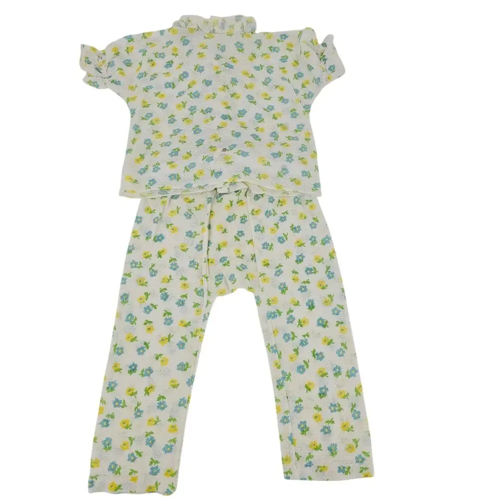 Vintage 70s Carter's Floral Pajama 2 Piece Sleepwear Girl 3 Cottagecore 4038